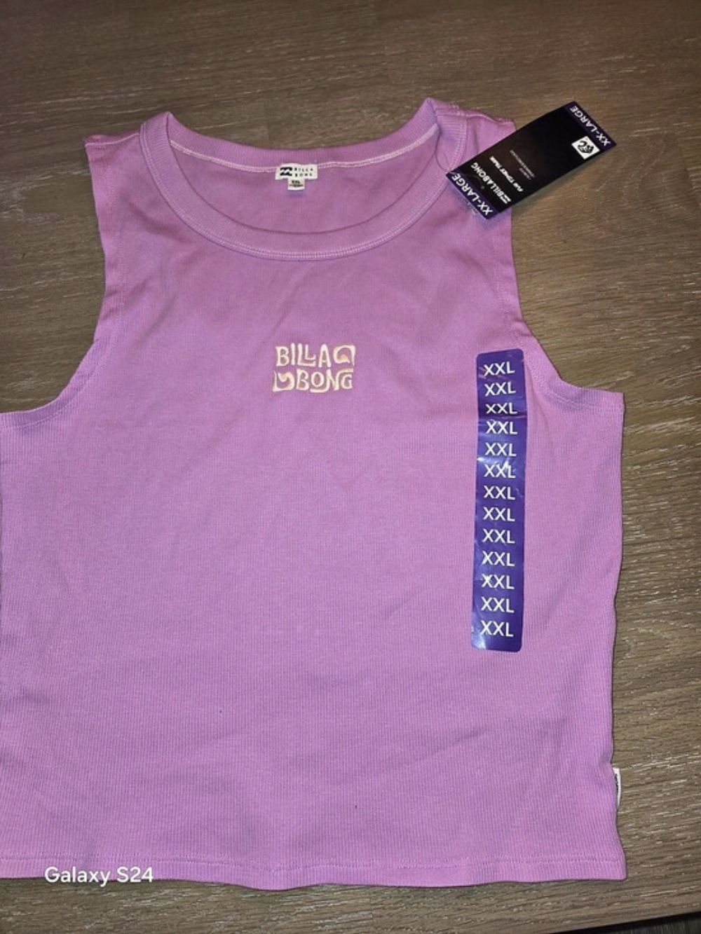 Billabong Fun Times Tank Top Ribbed Pink XXL NWT Embroidered